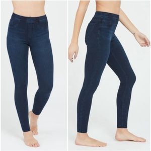 Spanx "Jean-ish" Ankle Leggings Dark Wash Pull On Jeggings Women's Size S Petite